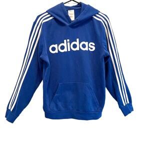 Adidas 3s 3 Stripes Blue Pullover Sweatshirt Hoodie size Small